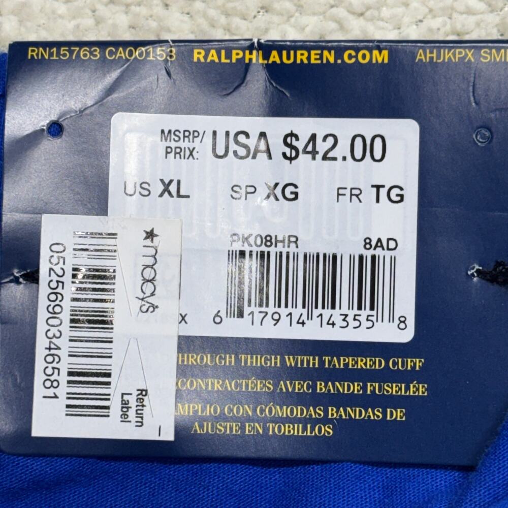 Polo Ralph Lauren Jogger Mens XL Blue Allover Pony Logo Pajama Pants Cotton NEW - Picture 6 of 10